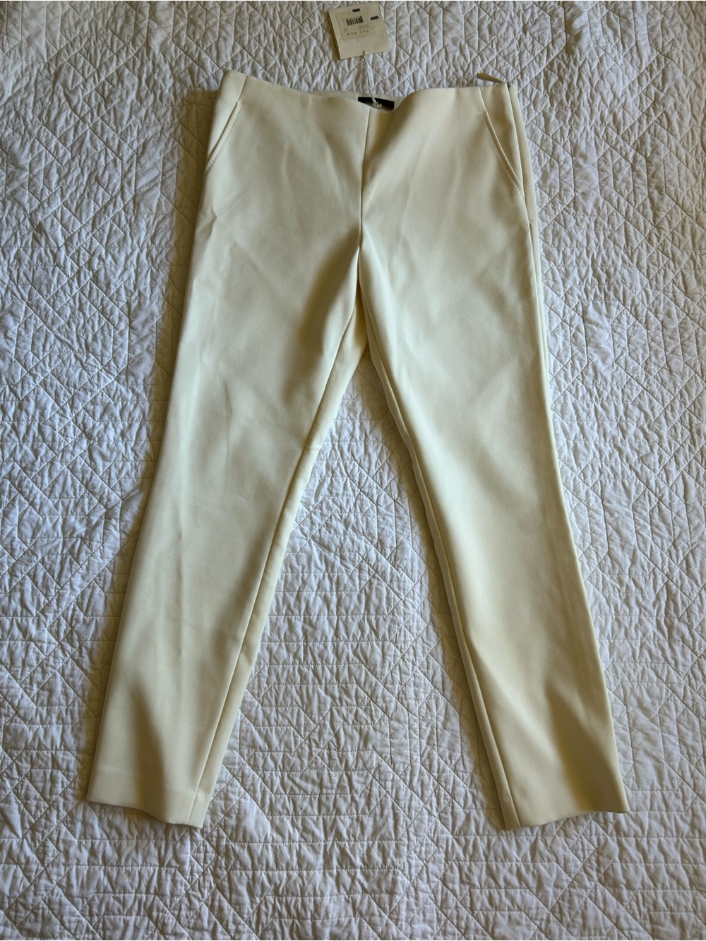 The Row Side Zip Cream Straight-Leg Dress Pants L Large